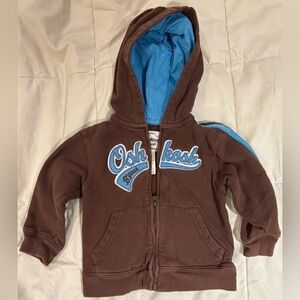 OshKosh B'gosh Chocolate and Sky Blue Hoodie Size 24 Months